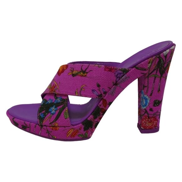 GUCCI - Pink Green Multi Canvas Women's Sandals 167-052525 - Picture 1 of 6